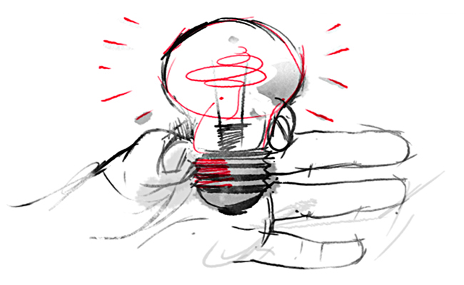 Illustration of a lightbulb symbolizes innovation